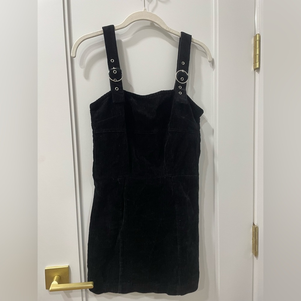 Black corduroy mini dress, size S